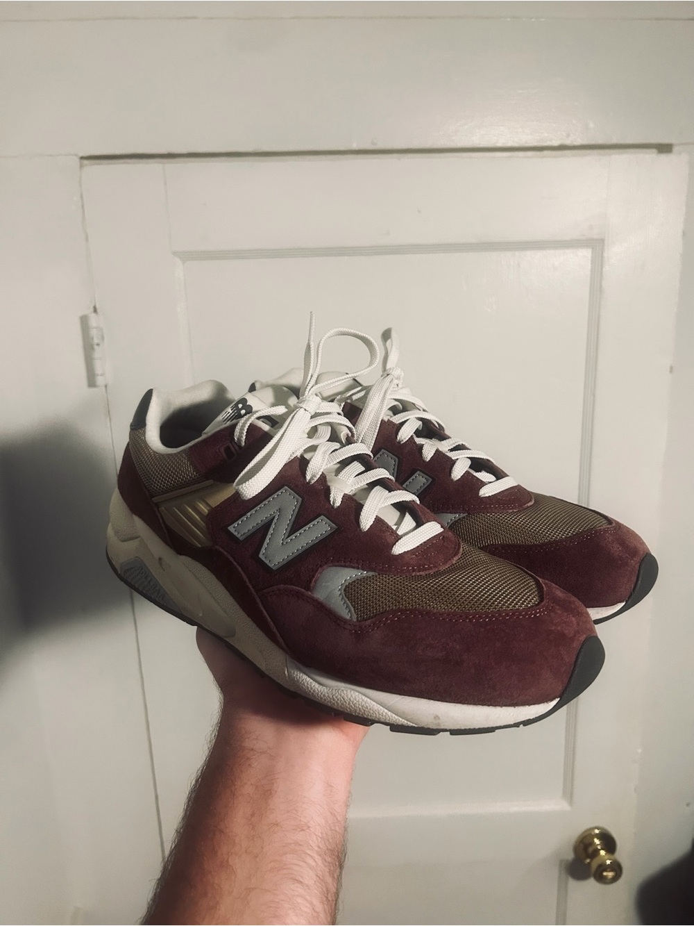 New Balance Men's Burgundy Suede Lace-Up 580’s Sneakers